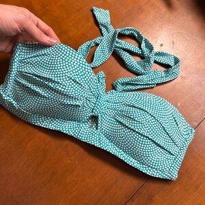 Anthropologie Aqua White Polka-Dot Bathing Suit Top - Women’s Size S